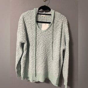 NWT Miracle Popcorn Chenille Light Turquoise Sweater Hoodie. Size S/M